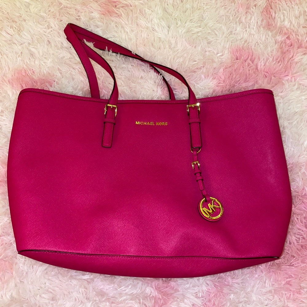 Brand New Michael Kors Hot Pink Jet Set Tote